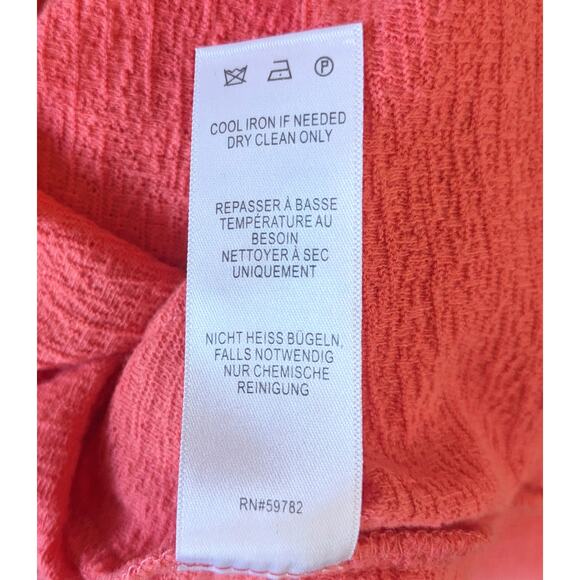 Adrianna Papell Top Blouse Small Sugar Coral Cotton Crochet Trim Gauzy Crepe - Picture 9 of 10